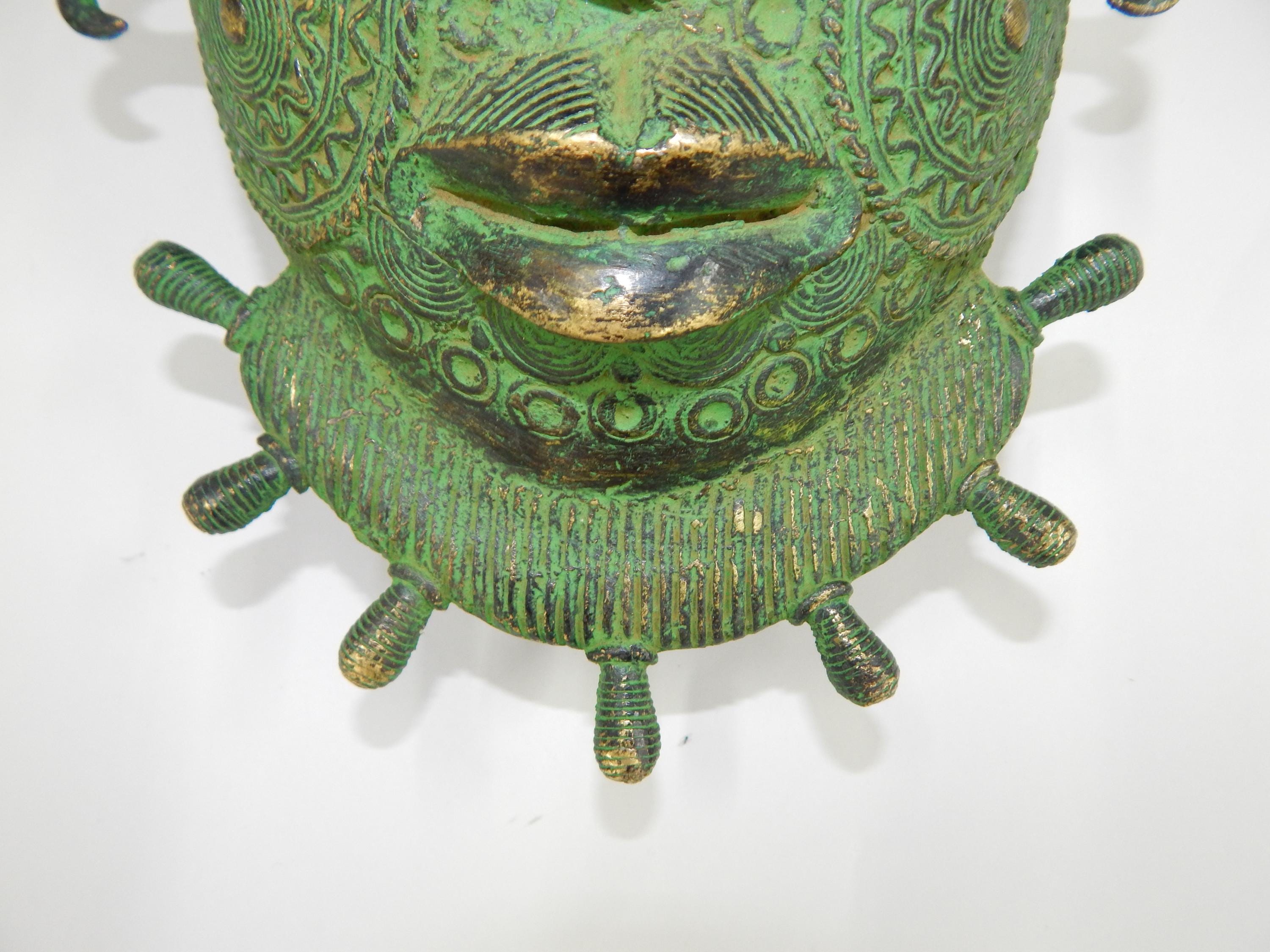 Benin Bronze Mask: African Tribal Art, Home Decor (10x5x6 Inches) - Etsy
