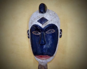 Hand-made African Tribal Mask is 15 inches long by 9 inches wide, African Home Decor, African Art, Tribal Mask, Black People Art.