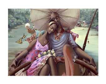 Driftin by John Holyfield, African American Art, Black Art, Black Love Art, African Romantic Art, African American Home Decor