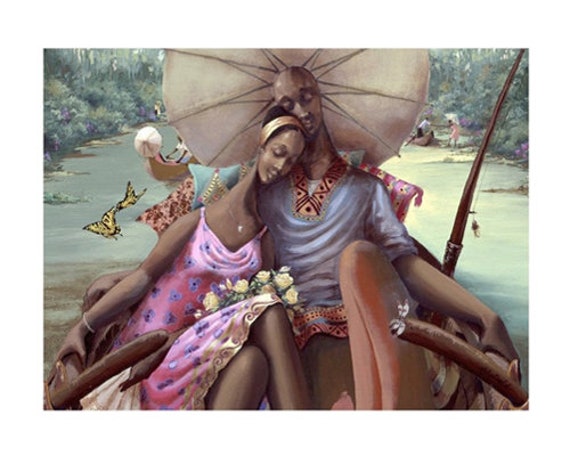 Driftin by John Holyfield, African American Art, Black Art, Black Love Art, African Romantic Art, African American Home Decor