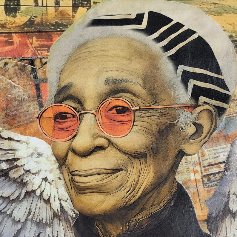 Angel of Compassion Collage Art Print, Black Urban Artwork - Etsy