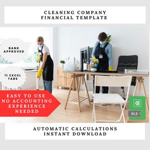 Cleaning  Company Excel Financial Template: Financial Projections Calculation | Cleaning Profit Analysis, Break-Even-Analysis