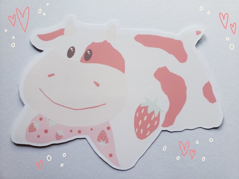 Strawberry Cow Pillowpet Sticker TikTok Meme cottagecore Etsy