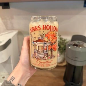 Gilmore Iced Coffee Glass Cup | Gilmore Gift | Beer Can Glass Cup | Gifts For Her | Lukes Glass Cup | Aesthetic Cup | Gazebo Cup