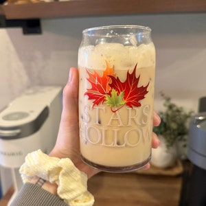 Gilmore Iced Coffee Glass Cup | Gilmore Gift | Beer Can Glass Cup | Gifts For Her | Lukes Glass Cup | Aesthetic Cup | Fall Cup