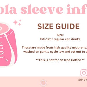 Reusable DIET COLA SLEEVE, 12oz Cola Drink Sleeve, Neoprene Sleeve image 2