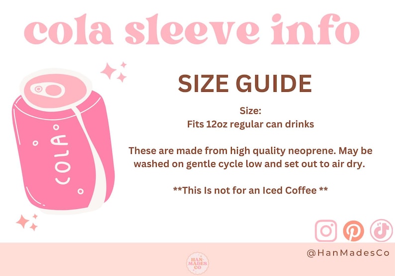 Reusable DIET COLA SLEEVE, 12oz Cola Drink Sleeve, Neoprene Sleeve image 2