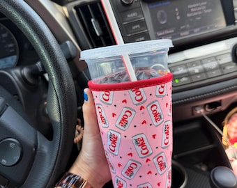 Reusable DIET COLA SLEEVE, 30-32oz Large To Go Cola Drink Sleeve, Neoprene Sleeve