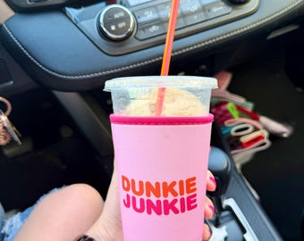 Pink Orange Coffee Sleeve | Reusable Iced Coffee Sleeve | Coffee Lover Gift | Cute Cup Cozy | Neoprene Drink Sleeve