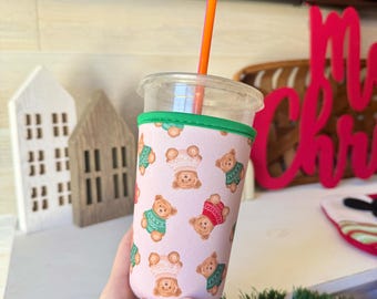 Teddy Bear COFFEE SLEEVE, Iced Coffee Sleeve, Teddy Iced Coffee Sleeve, Coffee Lover Gift, Coffee Accessories