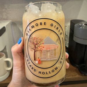 Gilmore Iced Coffee Glass Cup | Gilmore Gift | Beer Can Glass Cup | Gifts For Her | Lukes Glass Cup | Aesthetic Cup | Gazebo Cup
