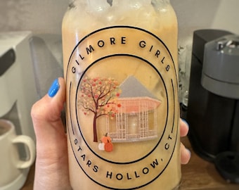 Gilmore Iced Coffee Glass Cup | Gilmore Gift | Beer Can Glass Cup | Gifts For Her | Lukes Glass Cup | Aesthetic Cup | Gazebo Cup