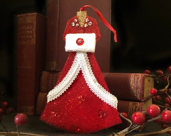 White Christmas Inspired Red Dress Christmas Ornament