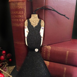 White Christmas Inspired Black Dress Ornament