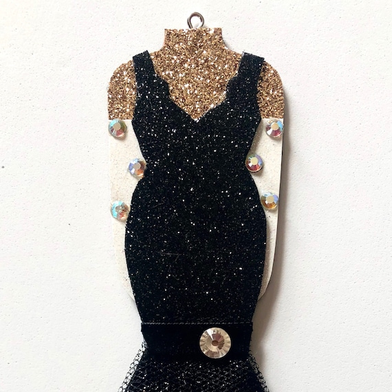 White Christmas Inspired Black Dress Ornament Etsy