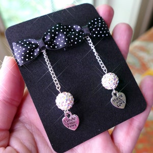 Black/White Satin Bow Tie Earrings