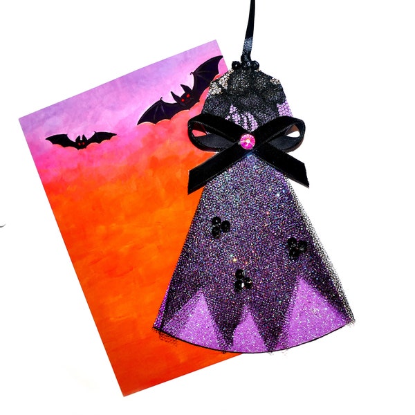 Haunted Mansion Inspired Purple & Black Halloween Gown Ornament