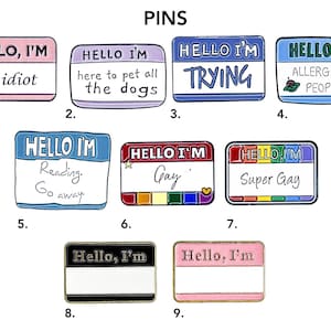 ENAMEL PINS | funny name tag pins
