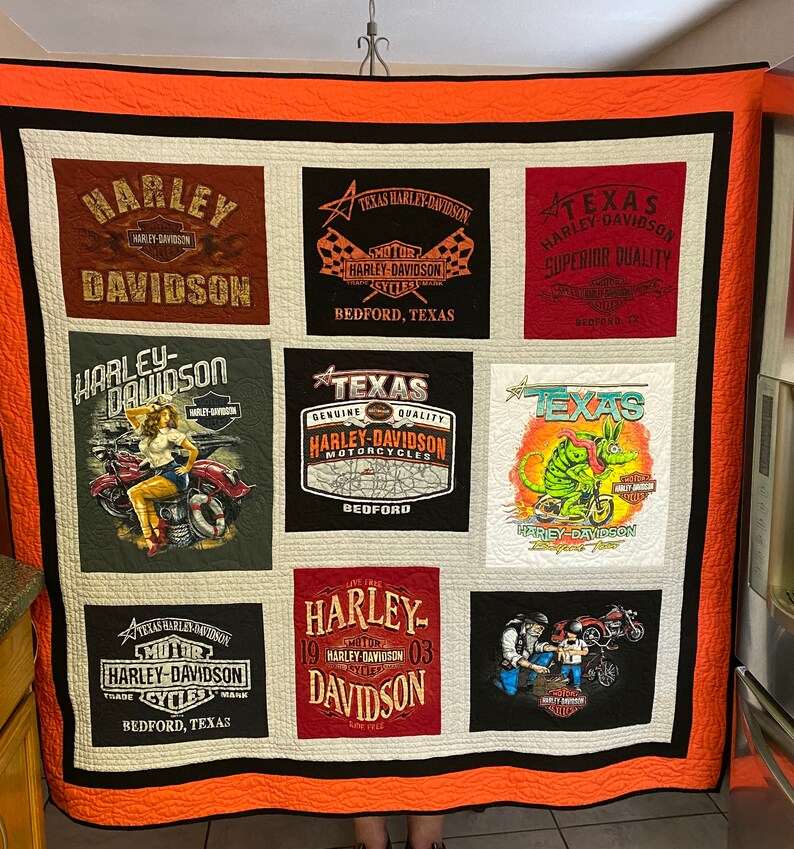 Custom Harley Davidson Tshirt Quilt Etsy