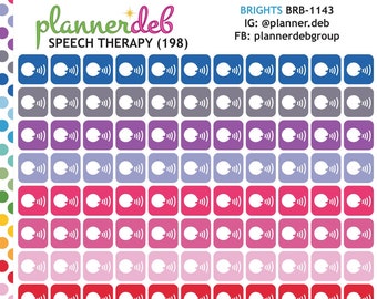 May include: A sheet of 198 colourful square stickers with a white sound wave icon in the centre of each sticker. The stickers are arranged in rows and columns. The sheet is labelled "Speech Therapy (198)" at the top.