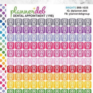 Adesivos de agenda DENTAL APPT para agendas Erin Condren, Daily Duo, Happy Planners, Plum Planners, Bullet Journals, Any Planners, BRB-1035