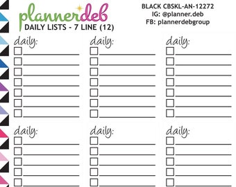 DAILY CHECKBOX List Planner Stickers for Erin Condren Planner, Daily Duo, Happy Planner, Plum Paper Planner, BuJo, CBSKL-12272, 4 Typefaces
