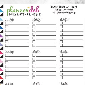 DAILY CHECKBOX List Planner Stickers para Erin Condren Planner, Daily Duo, Happy Planner, Plum Paper Planner, BuJo, CBSKL-12272, 4 tipos de letra