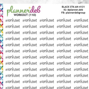 WORKOUT Script Planner Stickers for Erin Condren Planner, Daily Duo, Happy Planner, Plum Planner, BuJo, STK-4131, 4 Typefaces
