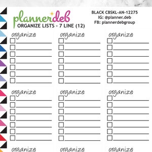 ORGANIZE Checkbox Planner Stickers, Perfect for Erin Condren Planner, Daily Duo, Happy Planner, Plum Planner, CBSKL-12275, 4 Typefaces