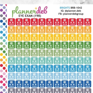 EYE EXAM プランナー ステッカー Erin Condren プランナー、Daily Duos、Happy プランナー、MakseLife、Plum プランナー、BuJo、A5、Any プランナー用、BRB-1042