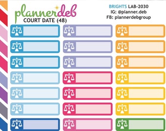 COURT DATE Label Stickers for Erin Condren Planners, Daily Duos, Happy Planners, MakseLife, BuJo, A5, LAB-2030