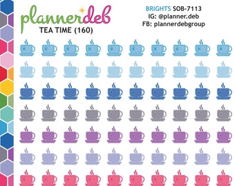 TEA TIME plannerstickers voor Erin Condren planners, Daily Duos, Happy planners, Plum planners, Bullet Journals, SOB-7113