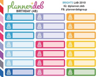 Pegatinas para planificador de cumpleaños (espacio para el nombre) para Erin Condren Planner, Happy Planner, Plum Planner, Daily Duo, MakseLife, BuJo, A5, LAB-2010