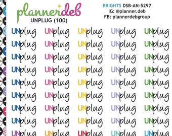 UNPLUG Script Planner Stickers for Erin Condren Planner, Daily Duo, Happy Planner, Plum Planner, Bullet Journal, DSB-5297, 4 Typefaces