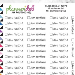 AM Routine Checkbox Script Planner Stickers for Erin Condren Planner, Daily Duo, Happy Planner, Plum Planner, BuJo, CBSK-12073, 4 Typefaces
