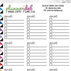 EMAIL CHECKBOX List Planner Stickers para Erin Condren Planner, Daily Duo, Happy Planner, Plum Planner, BuJo, CBSKL-12056, 4 Tipos de letra