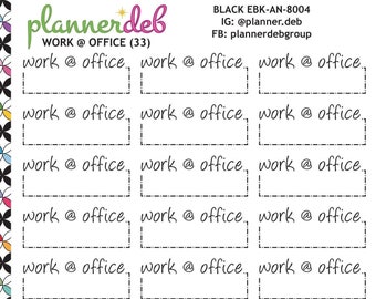 WORK @ OFFICE Pegatinas de caja de eventos para Erin Condren Planner, Daily Duo, Happy Planner, Plum Planner, BuJo, A5, EBK-8004, 4 tipos de letra