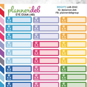 EYE EXAM プランナー ステッカー Erin Condren プランナー、Daily Duos、Happy プランナー、Plum Paper プランナー、Bullet Journal、Any Planners、LAB-2042