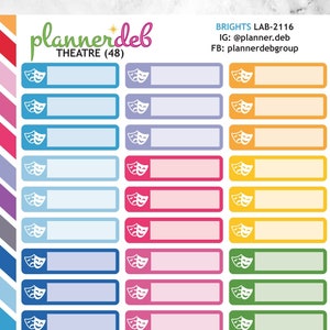 Pegatinas para planificadores Theatre Label para planificadores Erin Condren, Daily Duos, Happy Planners, Plum Planners, Bullet Journals, LAB-2116