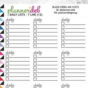 DAILY Checkbox Script Planner Stickers para Erin Condren Planner, Daily Duo, Happy Planner, Plum Planner, BuJo, CBSKL-12272, 4 tipos de letra