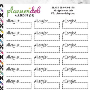 Allergist Event Box Planner Stickers for Erin Condren Planner, Daily Duo, Happy Planner, Plum Planner, BuJo, A5, EBK-8178, 4 Typefaces