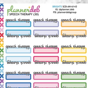 SPEECH THERAPY Script Label Planner Stickers, parfait pour Erin Condren Planners, Daily Duos, Happy Planners, Plum Planners, SCB-6143