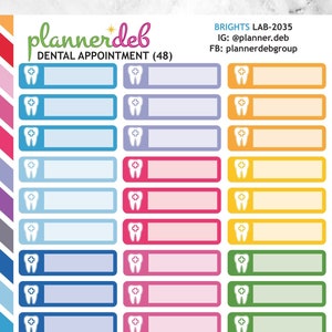 Adesivos de agenda DENTAL para agendas Erin Condren, Daily Duos, Happy Planners, Plum Paper Planners, Bullet Journals, Any Planners, LAB-2035