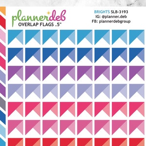 FLAGS OVERLAP (.5 in) Planner Stickers for Erin Condren Planner, Daily Duo, Happy Planner, Plum Planner, Bullet Journal, SLB-3193
