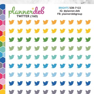 TWITTER Planner Sticker for Erin Condren Planner, Daily Duo, Happy Planner, Plum Planner, Bullet Journal, Any Planner/Calendar, 160 stickers