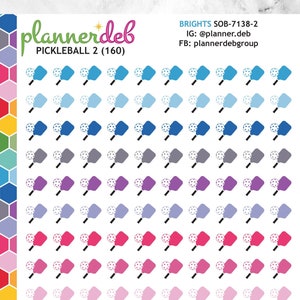 PICKLEBALL 2 Autocollants pour Erin Condren Planners, Daily Duos, Happy Planners, MakseLife, Plum Planners, BuJo, A5 Planners, SOB-7138-2