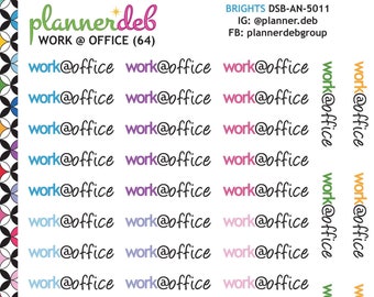 Pegatinas con texto "Work at Office" para Erin Condren Planner, Happy Planner, Plum Planner, MakseLife, BuJo, A5, DSB-5011, 4 tipos de letra