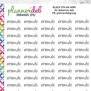 ERRANDS Script Planner Stickers para Erin Condren Planners, Daily Duos, Happy Planners, Plum Planners, Bullet Journals, STK-4089, 4 tipos de letra