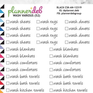 Adesivos para planejador WASH VARIOUS CHECKBOX, perfeitos para planejadores Erin Condren, Daily Duo, Happy Planner, Plum Planner, BuJo, 52 adesivos