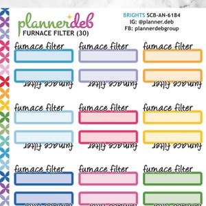 FURNACE FILTER Script Label Planner Stickers for Erin Condren Planner, Happy Planner, Plum Planner, Bullet Journal, SCB-6184